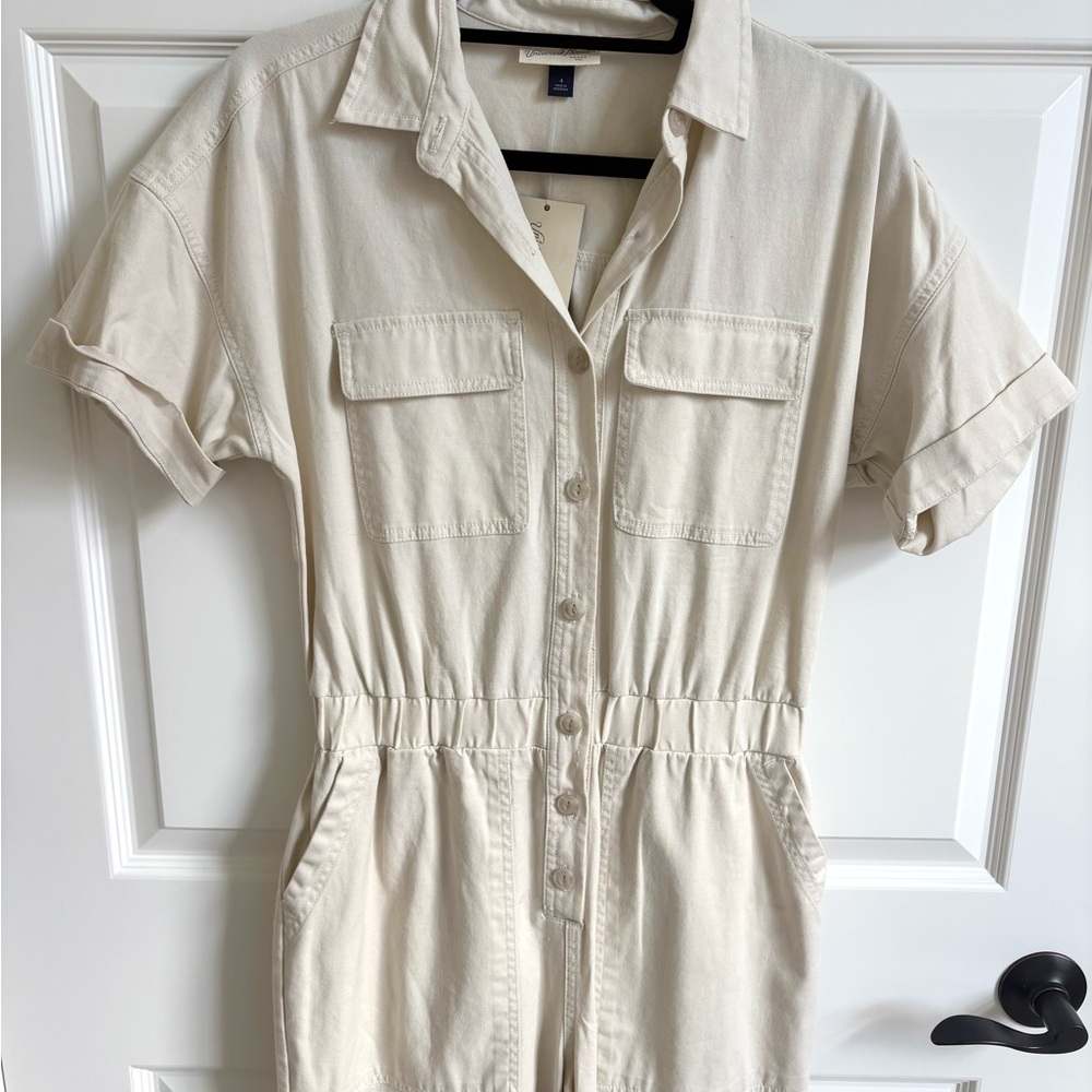 NWT Universal Thread Cream Button-Front Utility Boilersuit Jumpsuit | size 4 - Picture 3 of 7